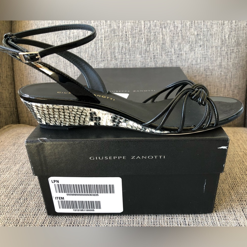 Brand new, never worn Giuseppe Zanotti wedge sandals in Italian shoe size 37.5